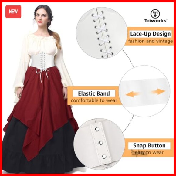Lace Up Elastic Waist Corset Belt, PU Leather, Snap Closure, 23-52 Inch Fit main image 7